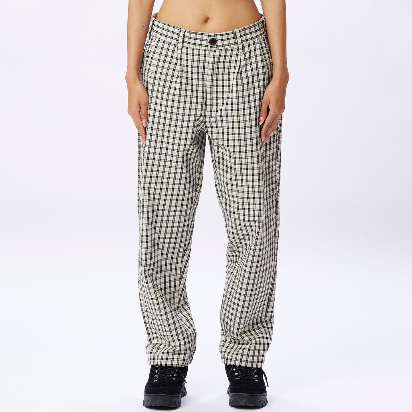 obey pantaloni FUBAR PLEATED PLAID PANT