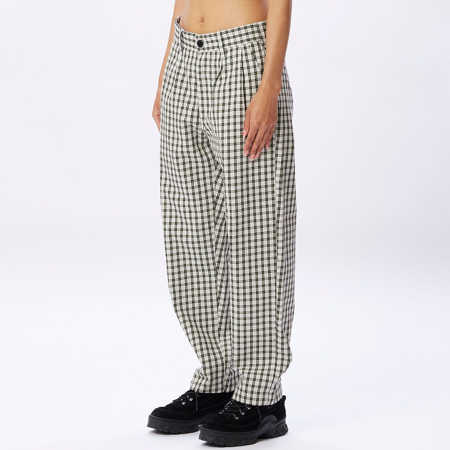 obey pantaloni FUBAR PLEATED PLAID PANT