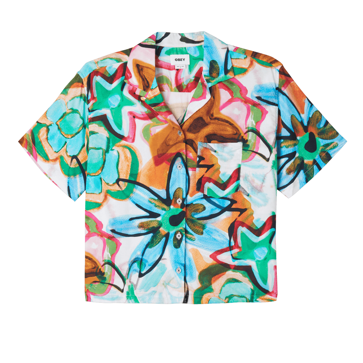 obey pantaloni Marker Drawn Flower Shirt