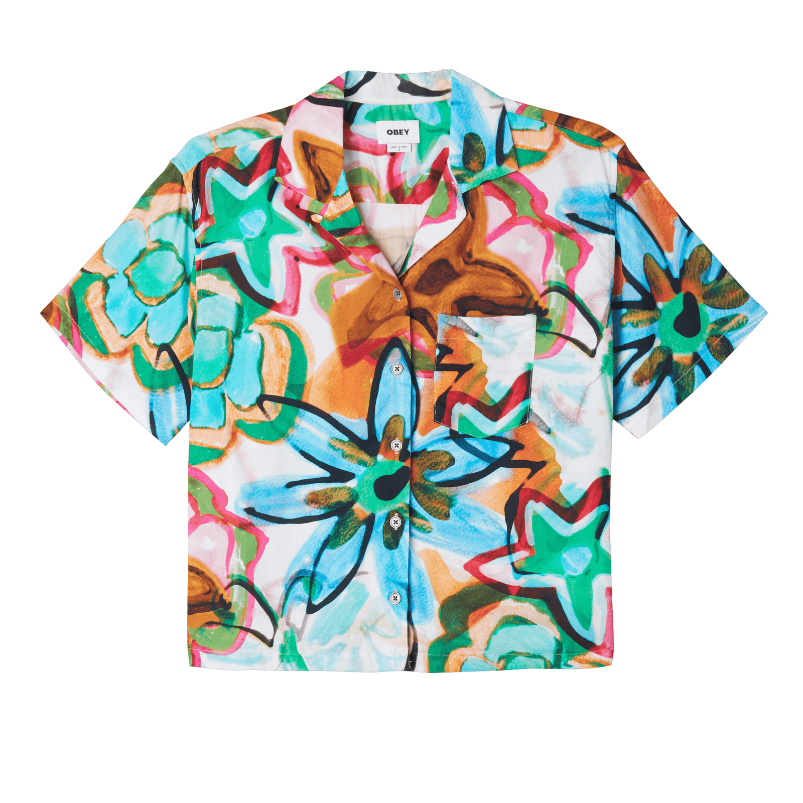 obey pantaloni Marker Drawn Flower Shirt