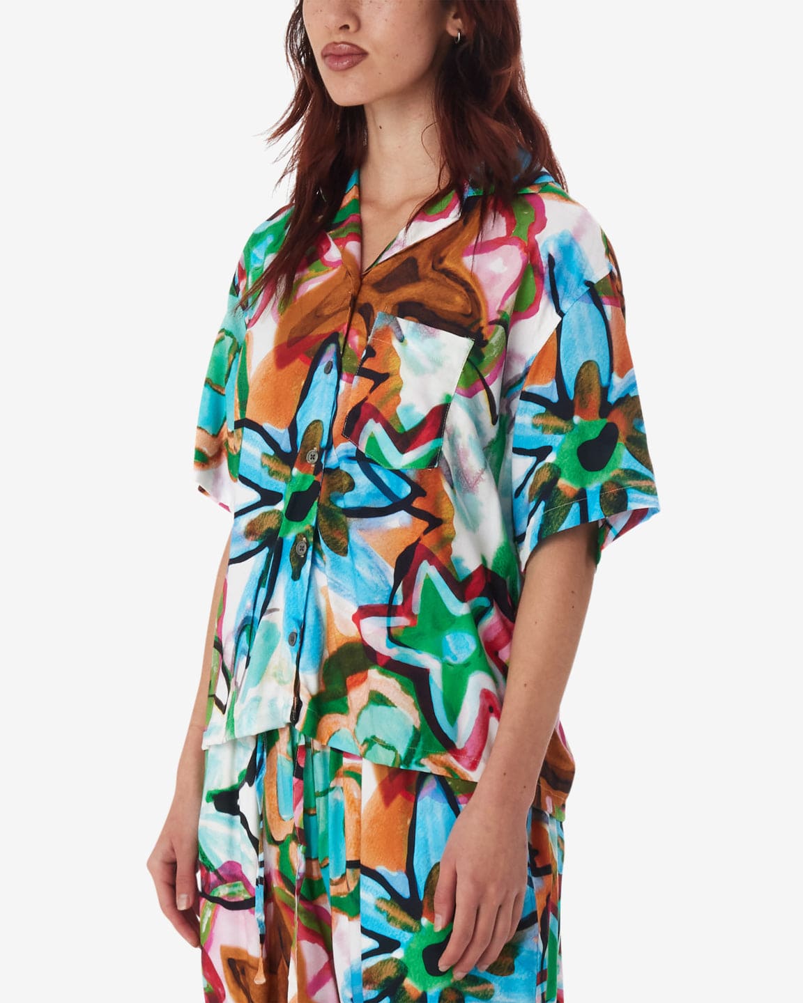 obey pantaloni Marker Drawn Flower Shirt