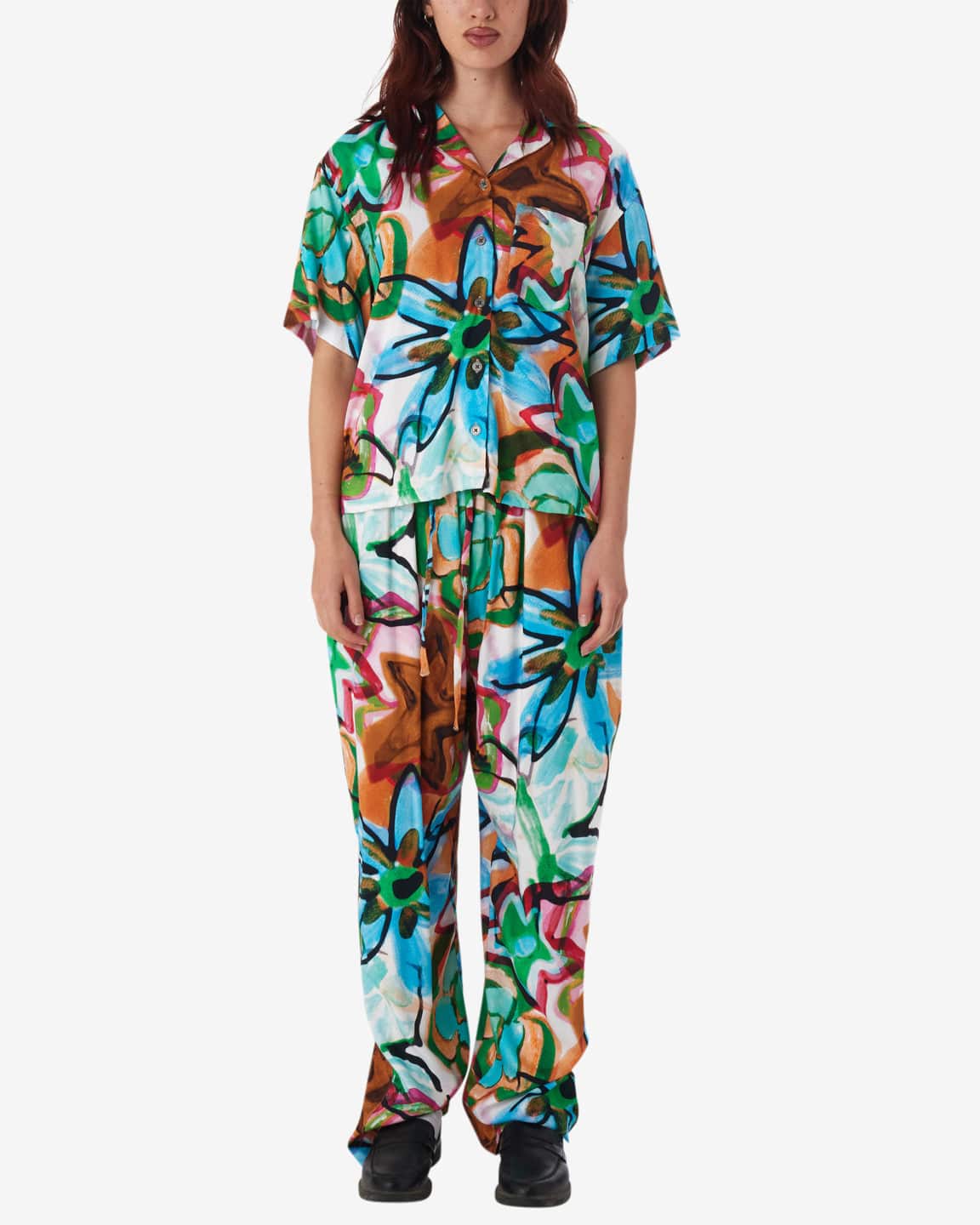 obey pantaloni Marker Drawn Flower Shirt