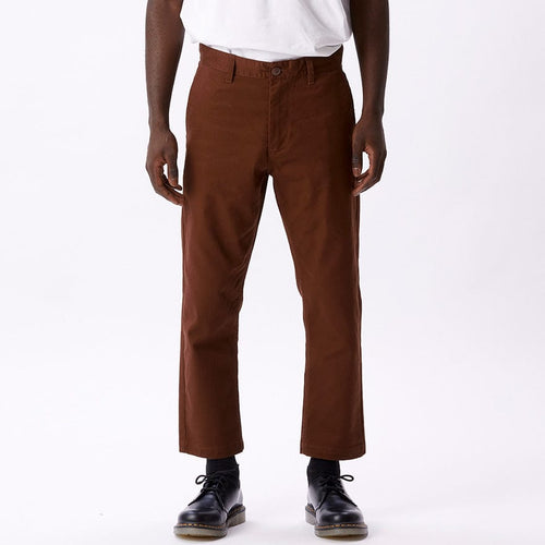 pantaloni obey STRAGGLER FLOODED PANTS - SEPIA BROWN