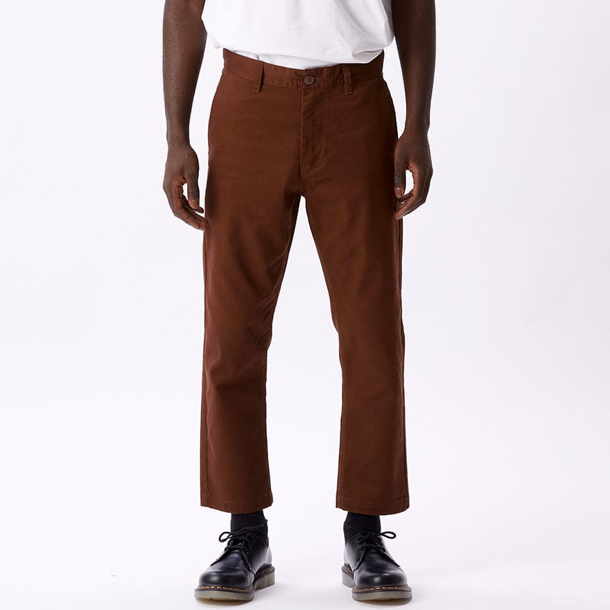 obey pantaloni STRAGGLER FLOODED PANTS - SEPIA BROWN