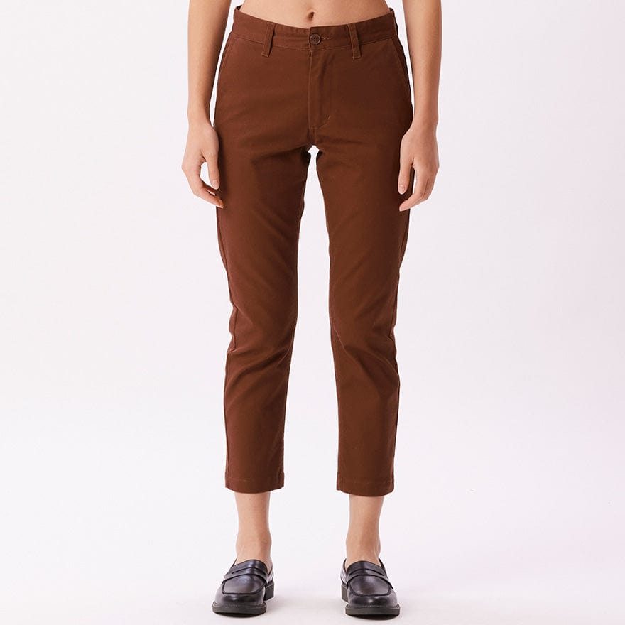 obey pantaloni STRAGGLER FLOODED PANTS - SEPIA BROWN