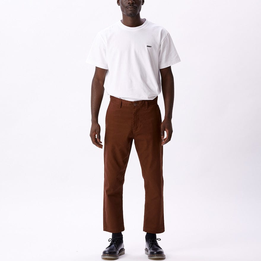 obey pantaloni STRAGGLER FLOODED PANTS - SEPIA BROWN