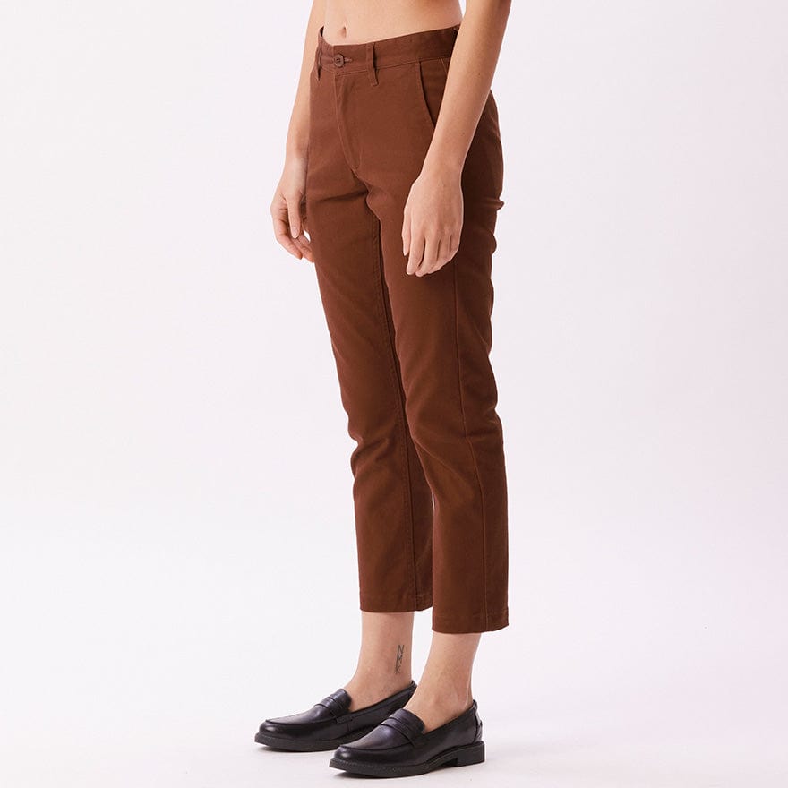 obey pantaloni STRAGGLER FLOODED PANTS - SEPIA BROWN