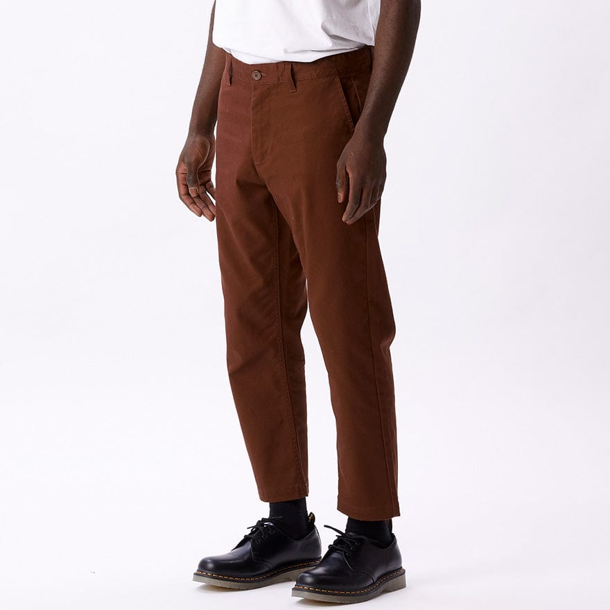 obey pantaloni STRAGGLER FLOODED PANTS - SEPIA BROWN