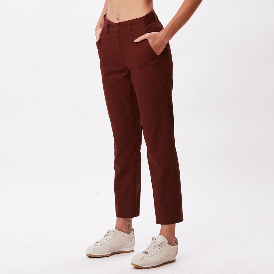 obey pantaloni STRAGGLER FLOODED PANTS - SEPIA BROWN