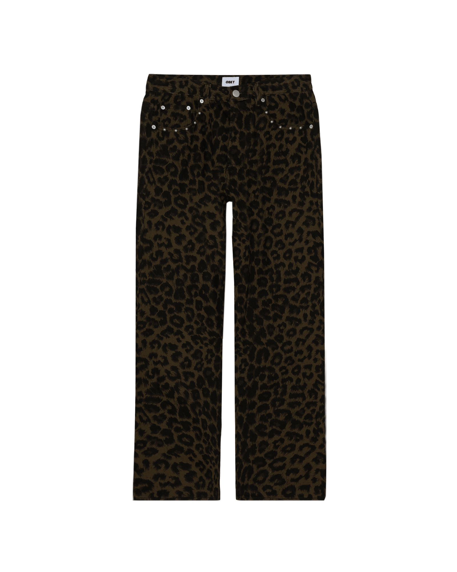 obey pantaloni Studded Boxcar Straight Leg Denim