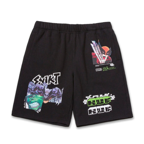 short huf SMASH UP FLEECE SHORT - BLACK