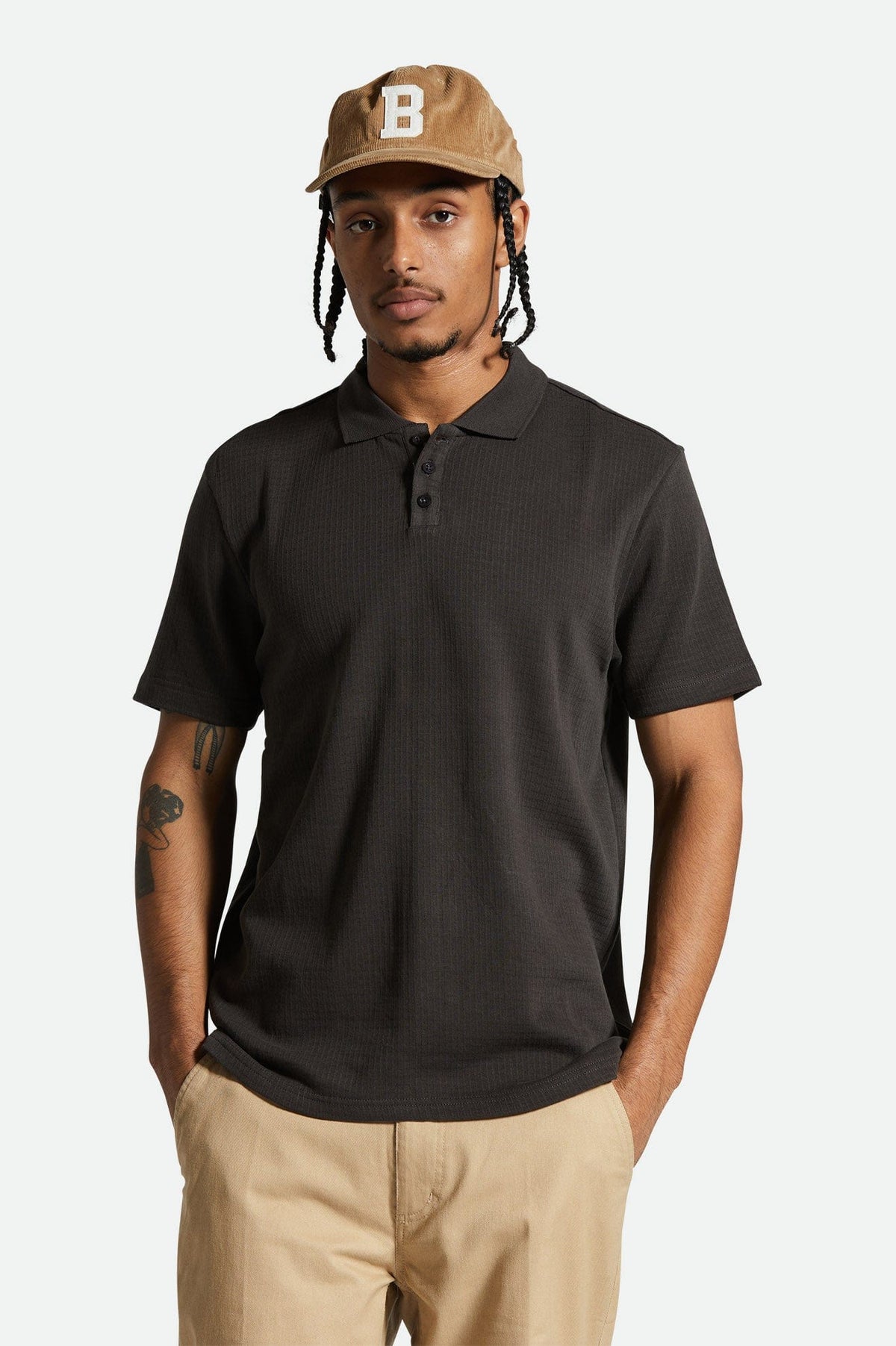 brixton t-shirt WAFFLE S S POLO KNIT