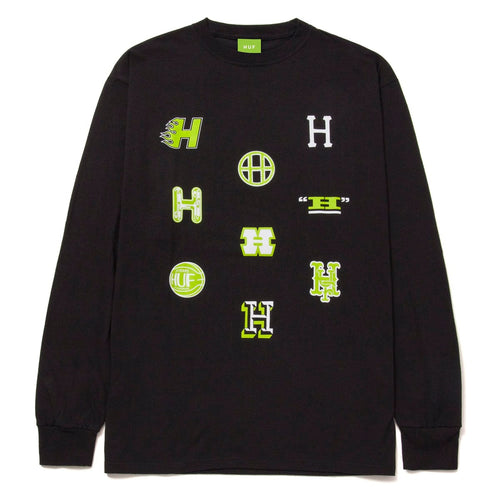 t-shirt huf ALLSTAR TEAM L/S TEE - BLACK