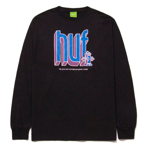 t-shirt huf BOOKEND L/S TEE - BLACK