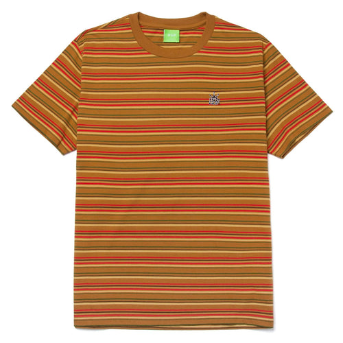 t-shirt huf CROWN STRIPE S/S KNIT TOP - BURNT ORANGE