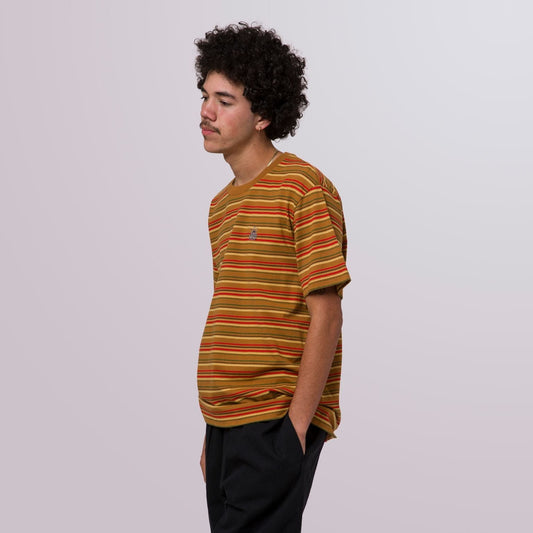 huf CROWN STRIPE S/S KNIT TOP - BURNT ORANGE foto 4