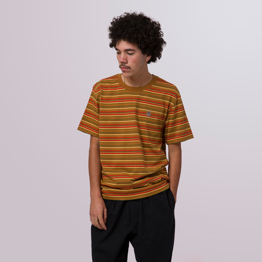 huf CROWN STRIPE S/S KNIT TOP - BURNT ORANGE foto 3