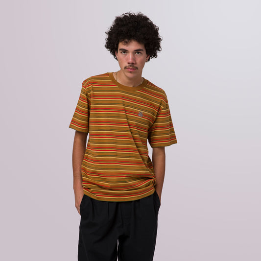 huf CROWN STRIPE S/S KNIT TOP - BURNT ORANGE foto 2