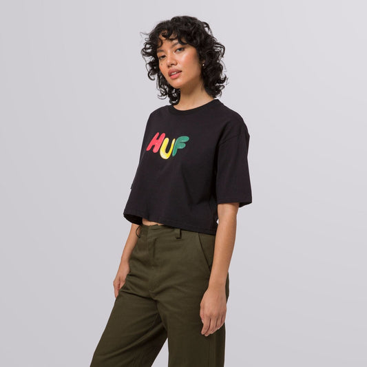 huf GUMMED S/S CROP TEE - BLACK foto 3