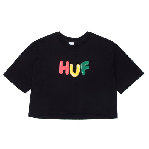 t-shirt huf GUMMED S/S CROP TEE - BLACK