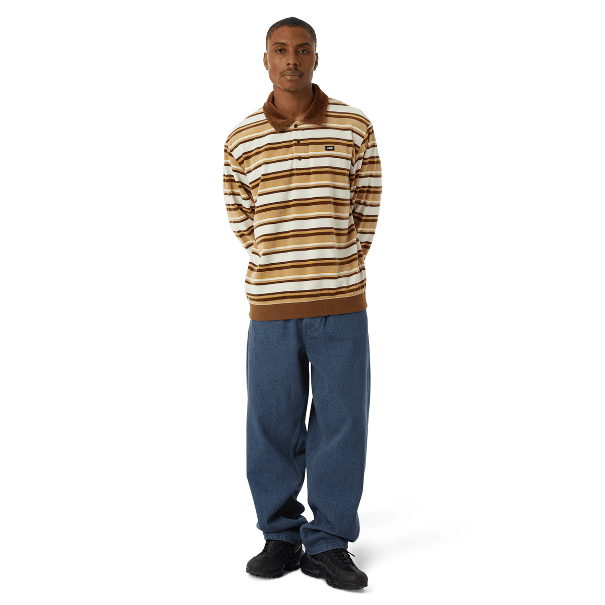 huf t-shirt KRAMER L S VELOUR SHIRT