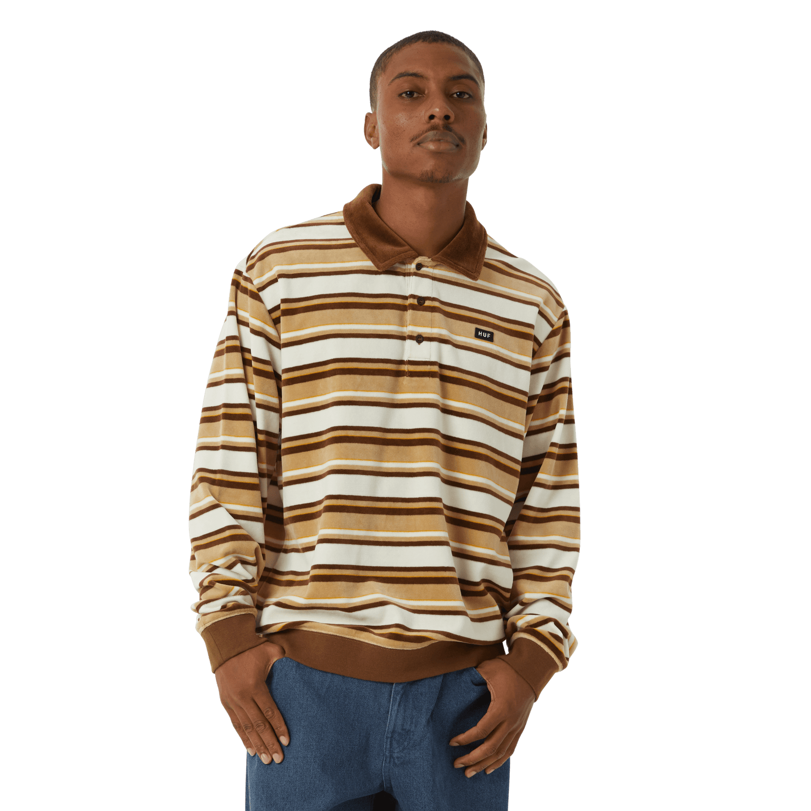 huf t-shirt KRAMER L S VELOUR SHIRT