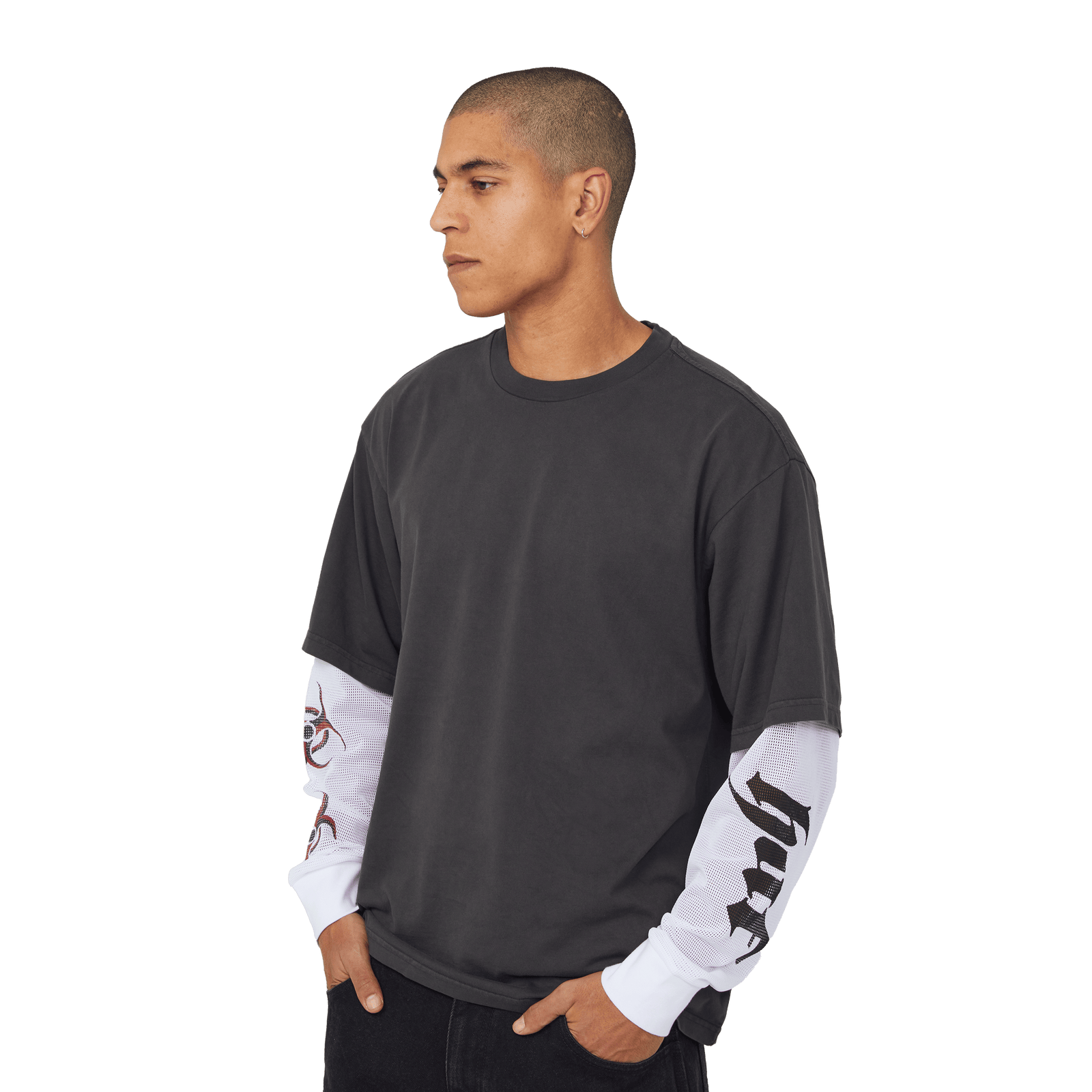 huf t-shirt Leon Ls Double Layer Top