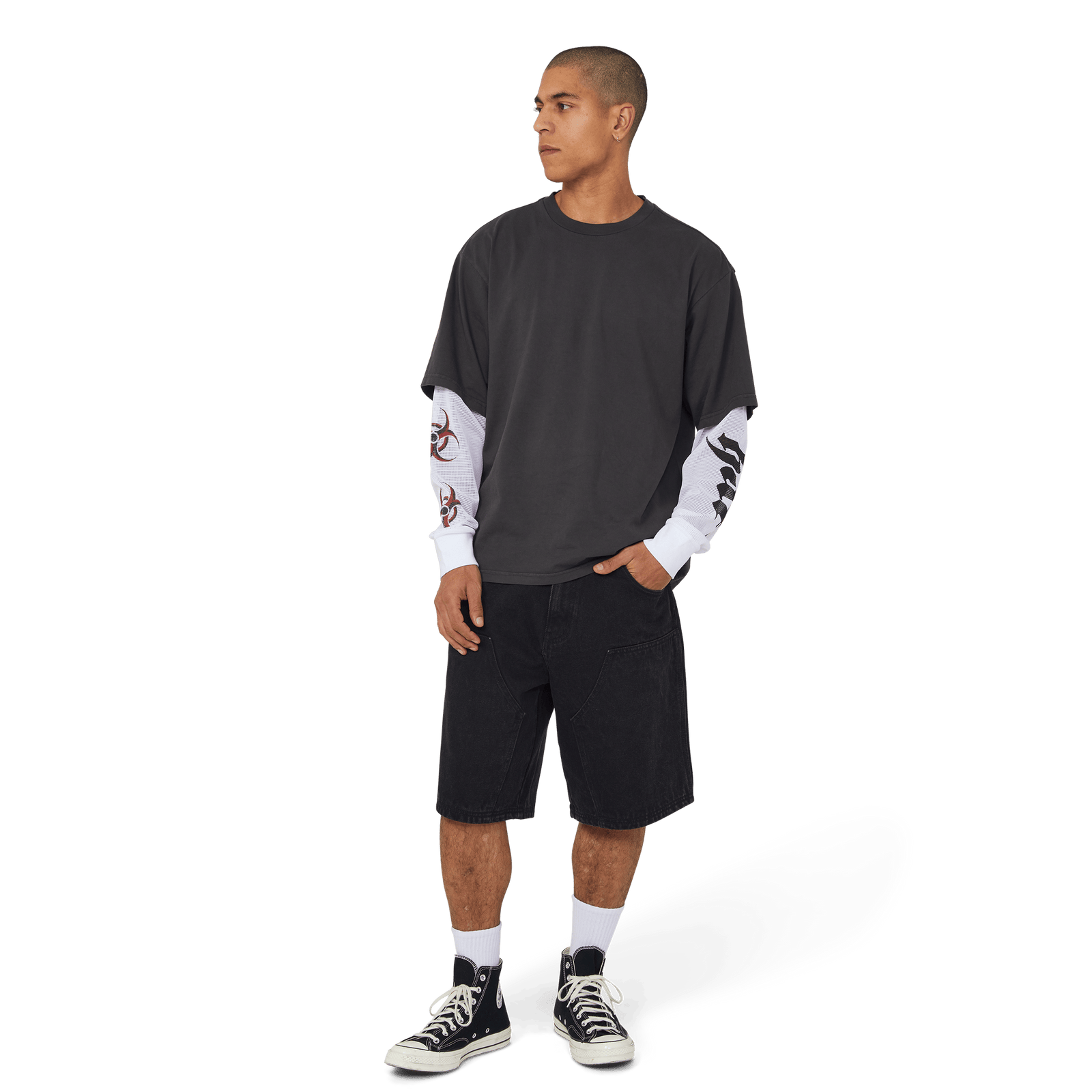 huf t-shirt Leon Ls Double Layer Top