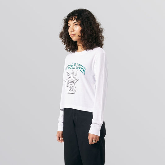 huf NATURE LOVER CROP L/S TEE - WHITE foto 4