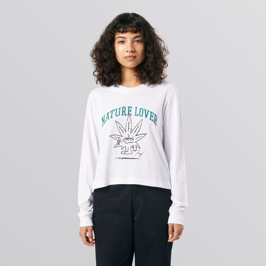 huf NATURE LOVER CROP L/S TEE - WHITE foto 2