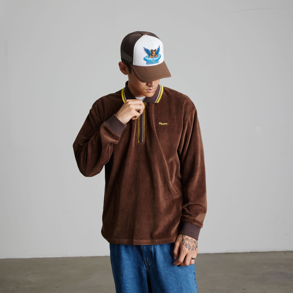 huf t-shirt Parker Velour Ls Polo