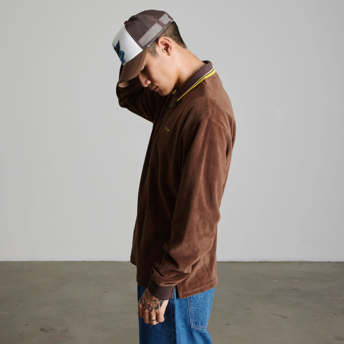 huf t-shirt Parker Velour Ls Polo