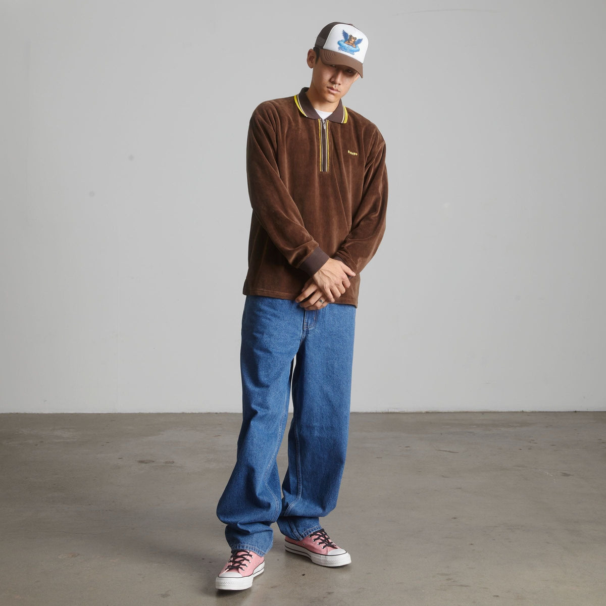 huf t-shirt Parker Velour Ls Polo