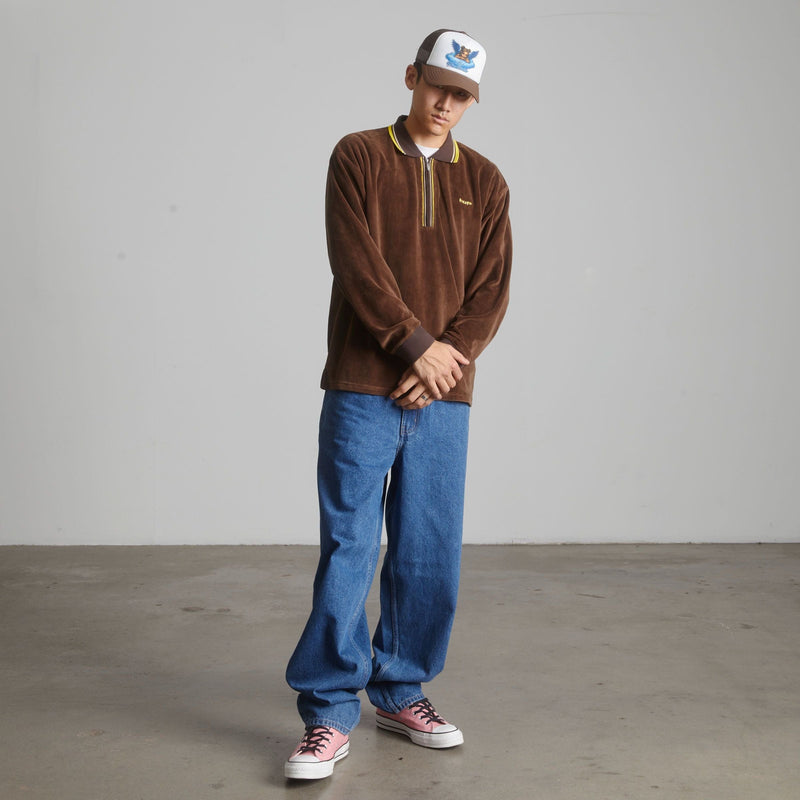huf t-shirt Parker Velour Ls Polo