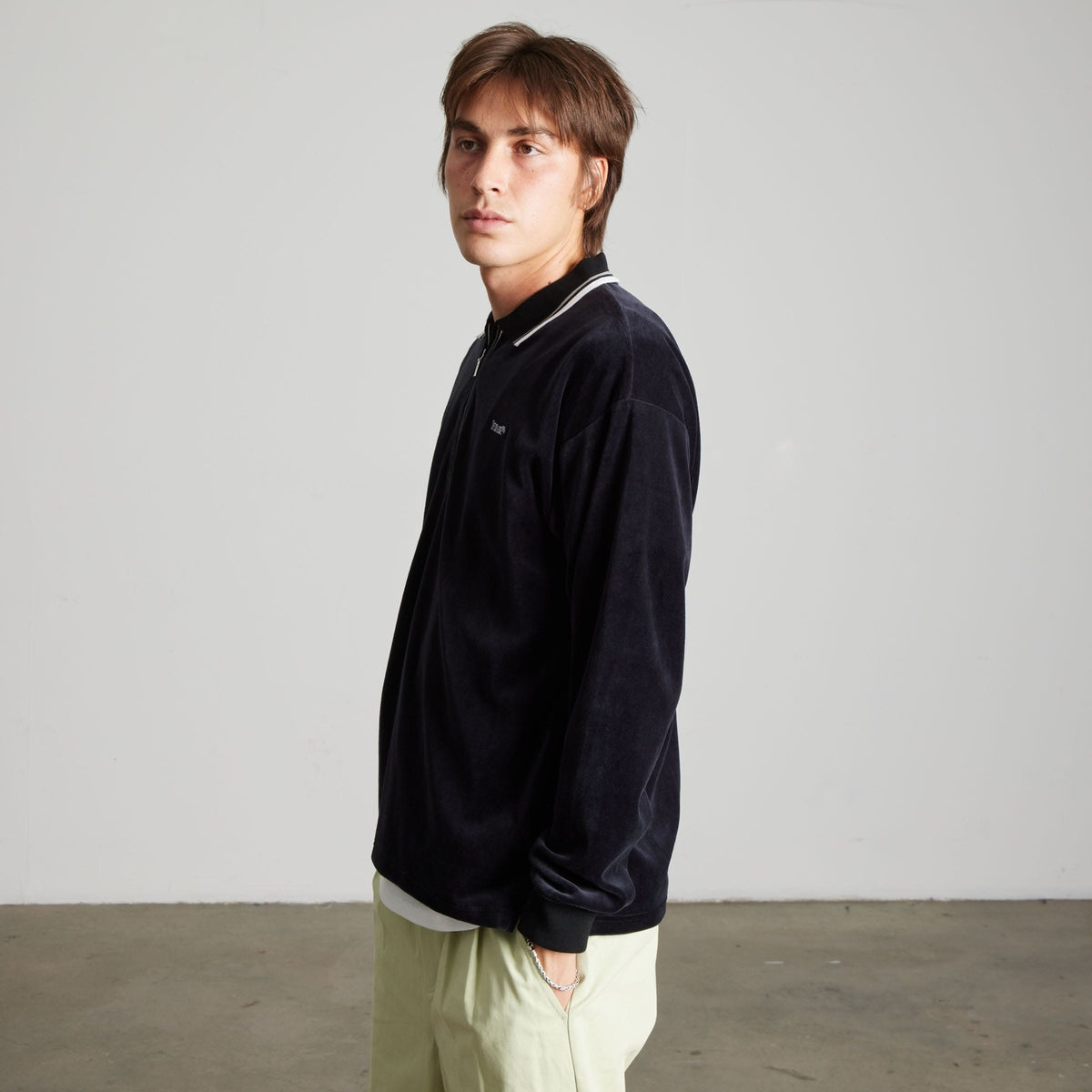 huf t-shirt Parker Velour Ls Polo