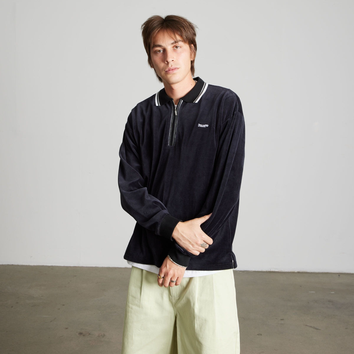 huf t-shirt Parker Velour Ls Polo
