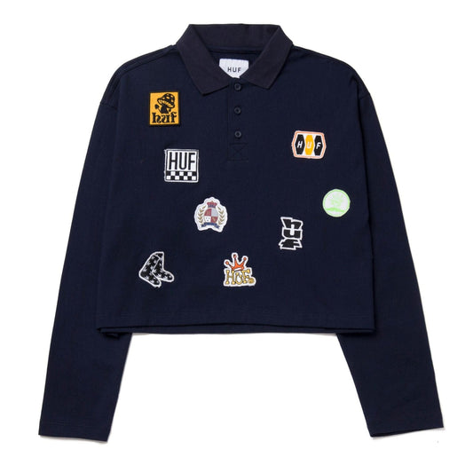 huf PATCHES L/S CROP POLO - NAVY foto 1