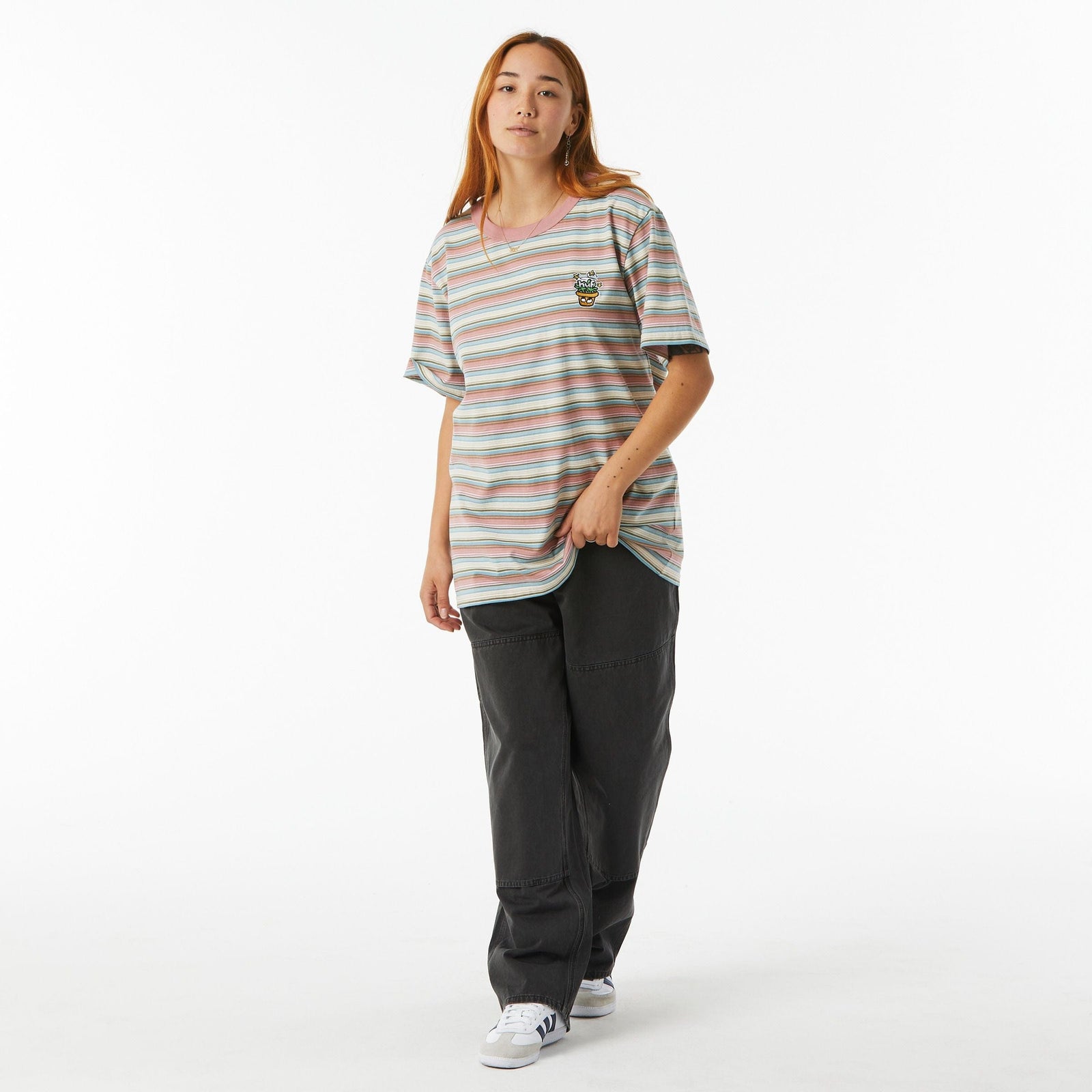 huf t-shirt POT HEAD STRIPED KNIT TOP