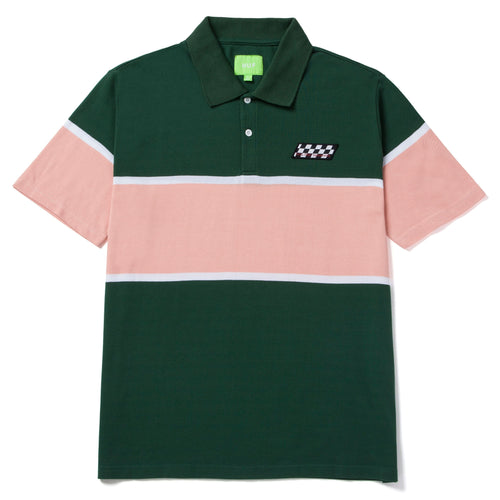 t-shirt huf POWER UNIT S/S POLO SHIRT - GREEN