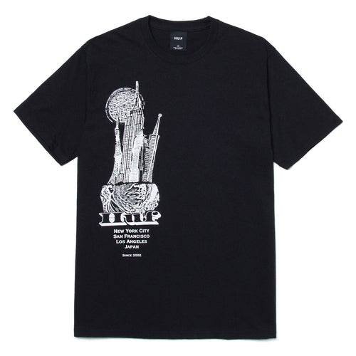 t-shirt huf SKYSCRAPERS S/S TEE - BLACK