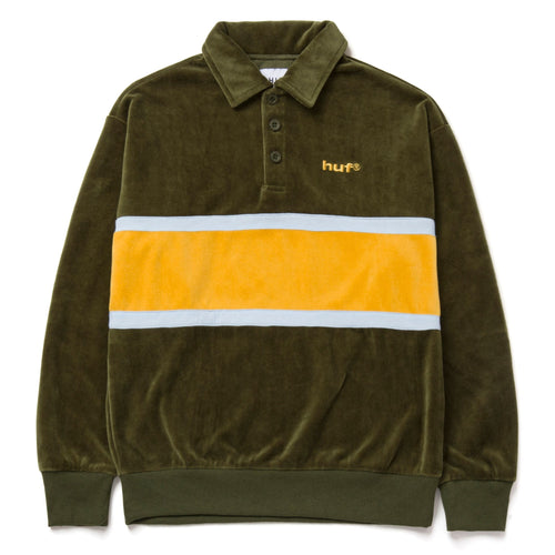 t-shirt huf VELOUR L/S KNIT TOP - OLIVE