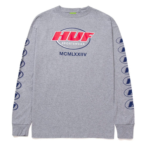 t-shirt huf WARM UP L/S TEE - ATHLETIC GREY