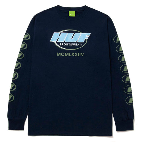 t-shirt huf WARM UP L/S TEE - NAVY