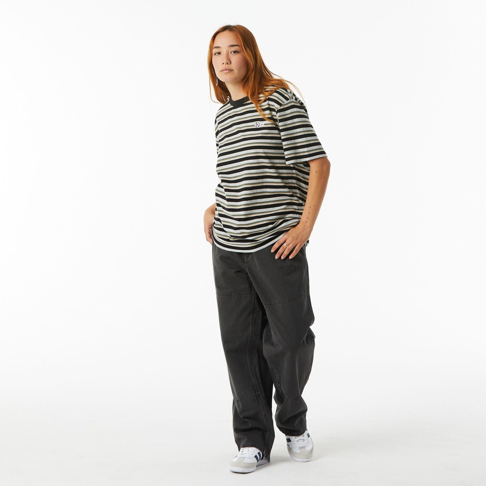 huf t-shirt WEBSTER STRIPE KNIT TOP