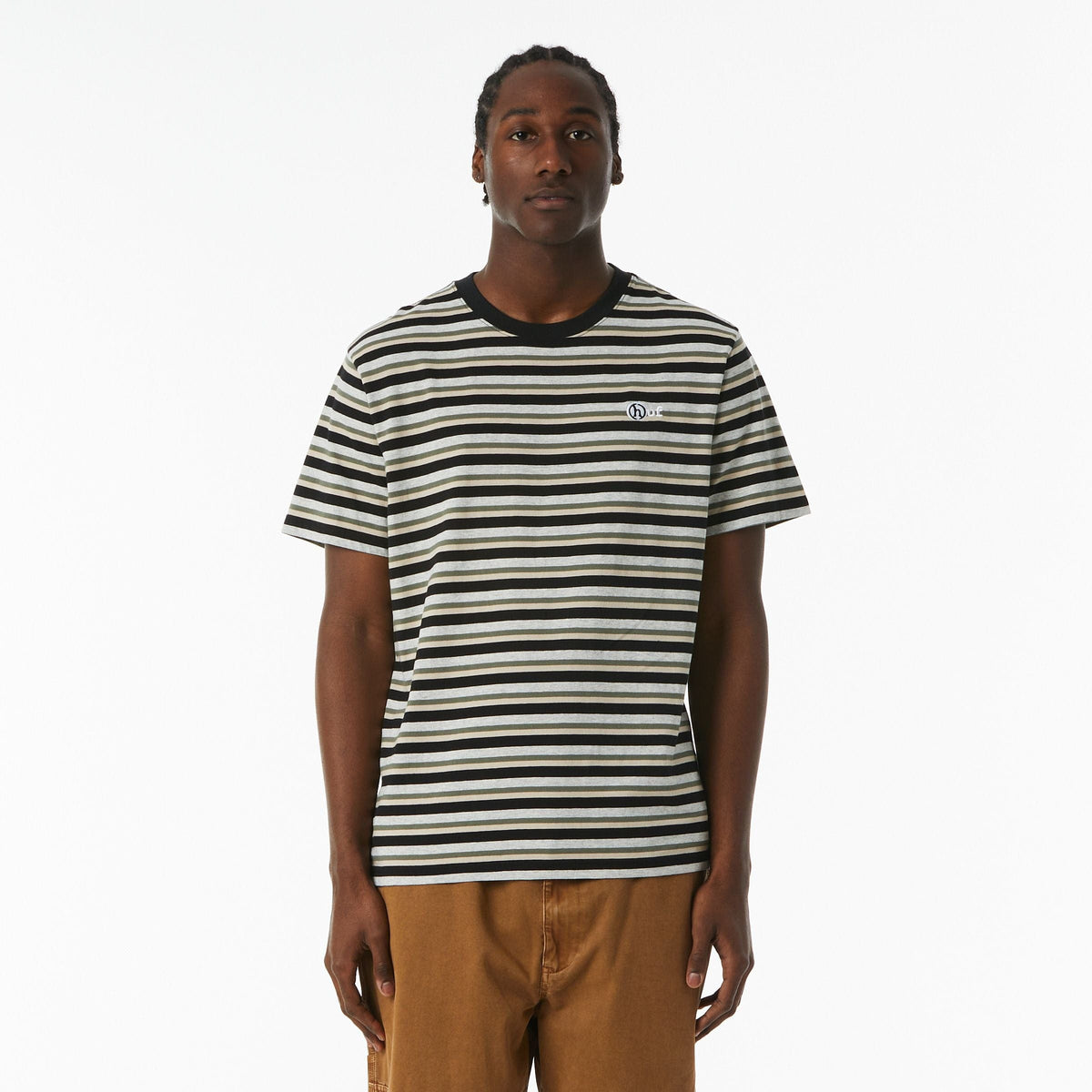 huf t-shirt WEBSTER STRIPE KNIT TOP