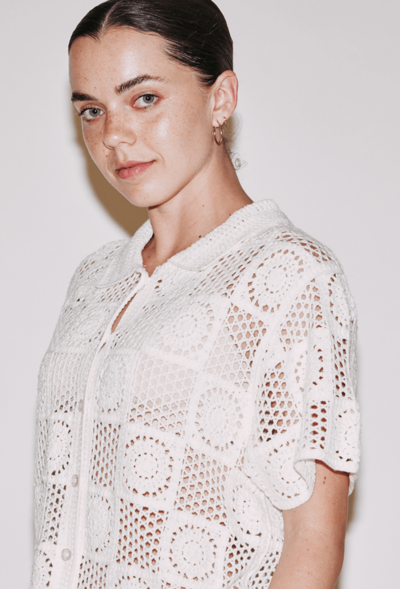 obey t-shirt Agatha Crochet Knit Sweater