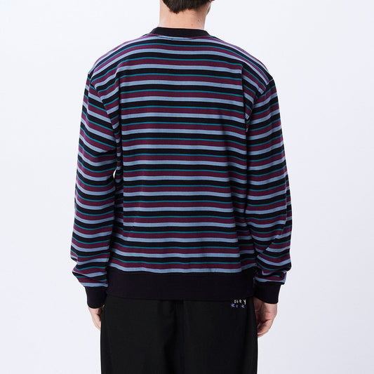 obey ANDEN STRIPE CREW SPECIALTY FLEECE - BLACK MULTI foto 4