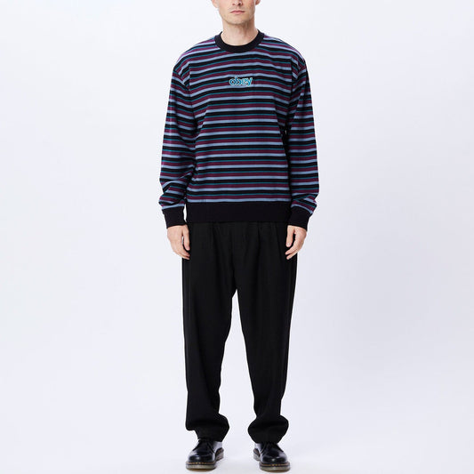 obey ANDEN STRIPE CREW SPECIALTY FLEECE - BLACK MULTI foto 2