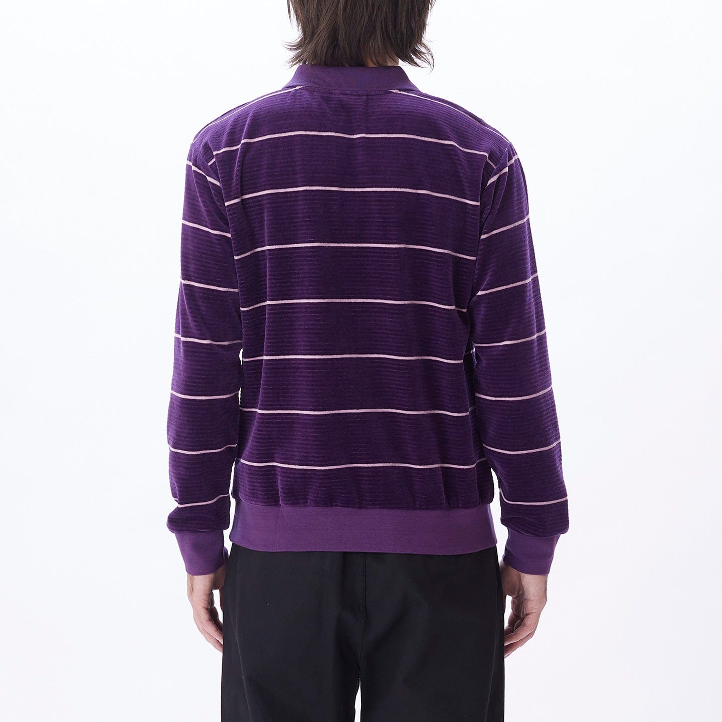 obey t-shirt ASTORIA VELOUR STRIPE POLO LS