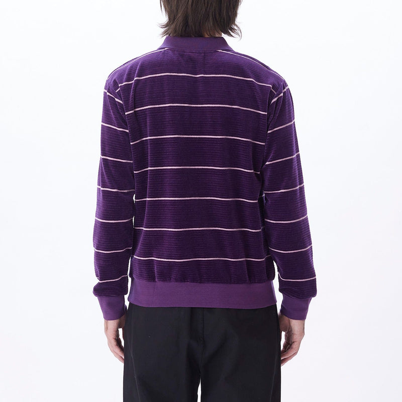 obey t-shirt ASTORIA VELOUR STRIPE POLO LS